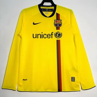 2008/2009 Camiseta de Fútbol Visitante Retro Barcelona Manga Larga Calidad Tailandesa