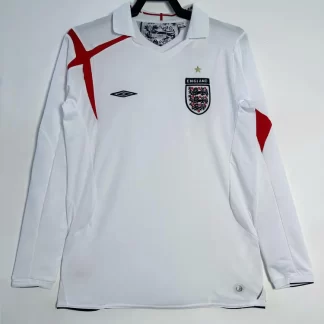 2006 Retro Manga Larga Inglaterra Local Camiseta de Fútbol Calidad Tailandesa