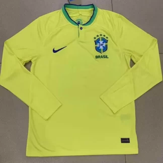 2022 FIFA World Cup Long Sleeve Brazil Home Soccer Jersey