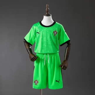 Camiseta verde fluorescente de Portugal 2026 AAA calidad fan Talla infantil
