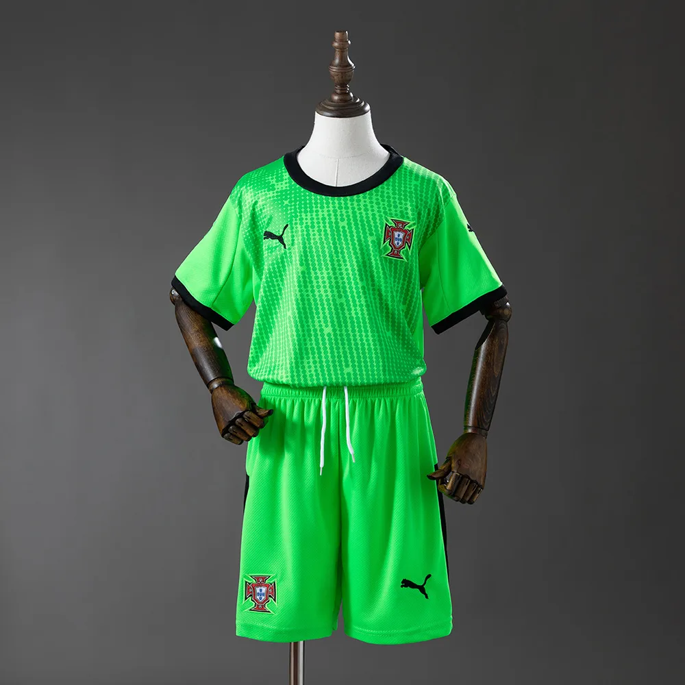 Camiseta verde fluorescente de Portugal 2026 AAA calidad fan Talla infantil