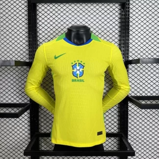 2025/2026 Manga Larga Versión Jugador Local Brasil Camiseta de Fútbol Calidad Tailandesa