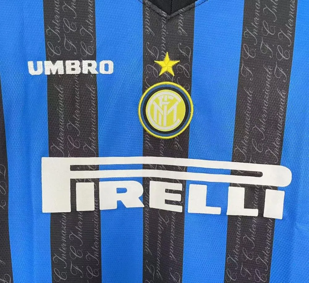 1997/1998 Retro Camiseta Local Internazionale Milan Manga Larga Calidad Tailandesa