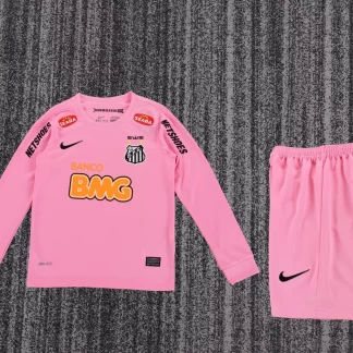 2012/2013 Camiseta de Fútbol Retro Rosa Santos de Manga Larga 1:1 Calidad Tailandesa Talla Infantil