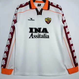 1998/1999 Camiseta de Fútbol Retro Visitante Roma de Manga Larga 1:1 Calidad Tailandesa