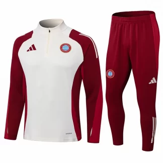 Chándal de Entrenamiento de Media Cremallera 2024/2025 del Bayern en Blanco y Rojo Calidad Tailandesa
