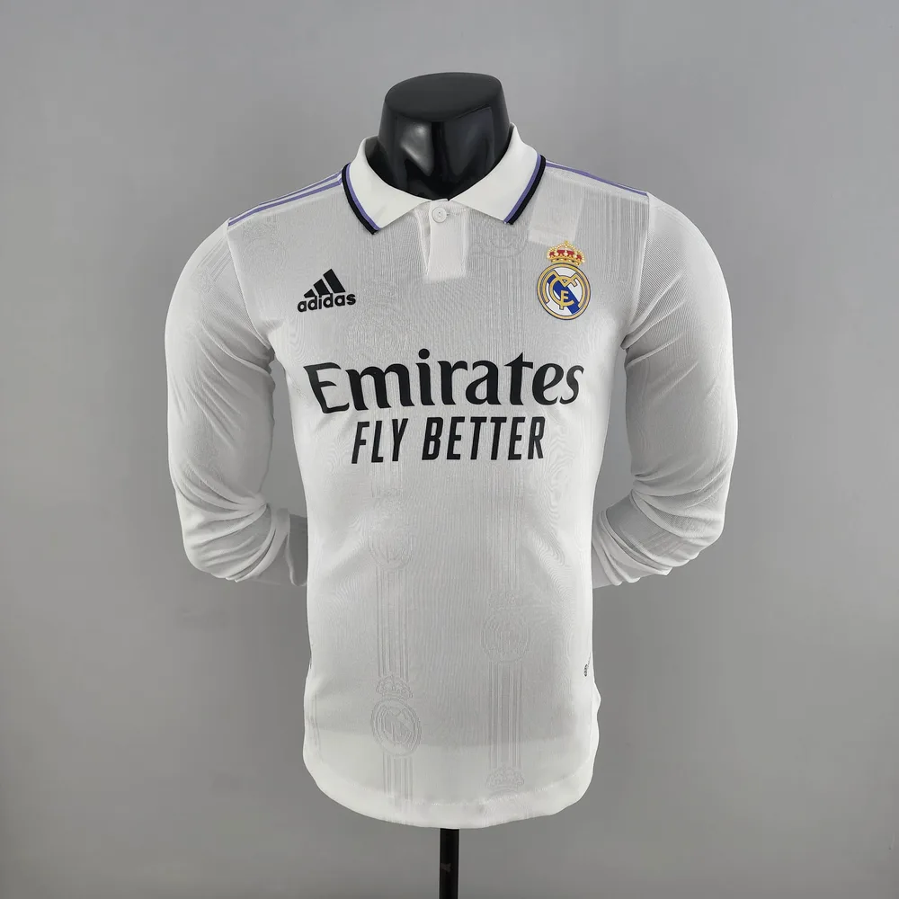 2022/2023 Manga Larga Versión Jugador Real Madrid Local Calidad Tailandesa