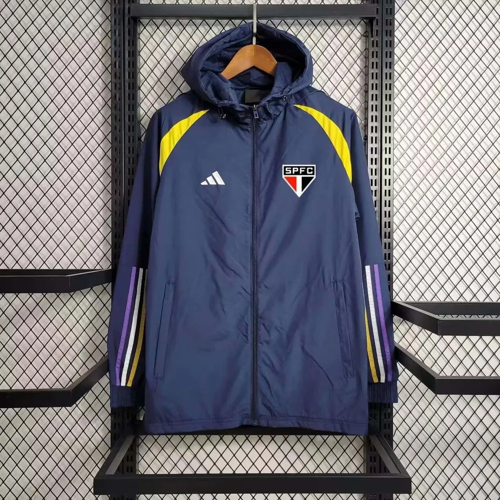 Chaqueta cortavientos del São Paulo 2023 azul marino Camiseta de fútbol Calidad Tailandesa