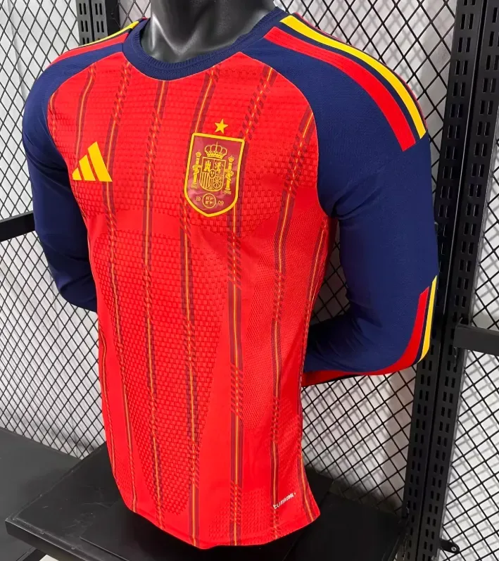 2026 Manga Larga Versión Jugador España Primera Equipación Local Camiseta Fútbol Calidad Tailandesa