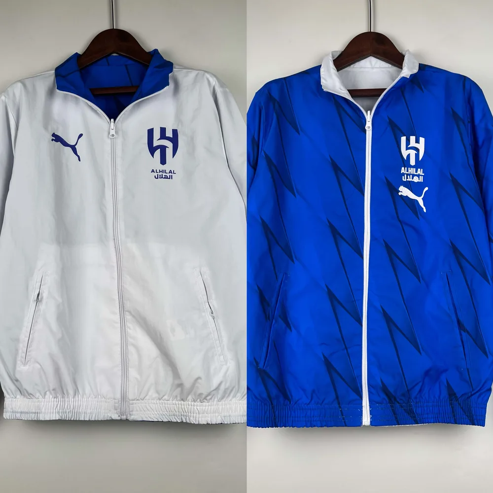 Chaqueta cortavientos reversible del Al-Nassr 2023/2024 (blanca-azul) Camiseta de fútbol Calidad Tailandesa