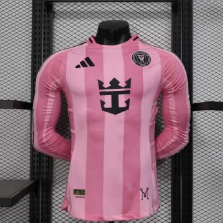 2025/2026 Manga Larga Inter Miami Local Versión Jugador Camiseta de Fútbol Calidad Tailandesa