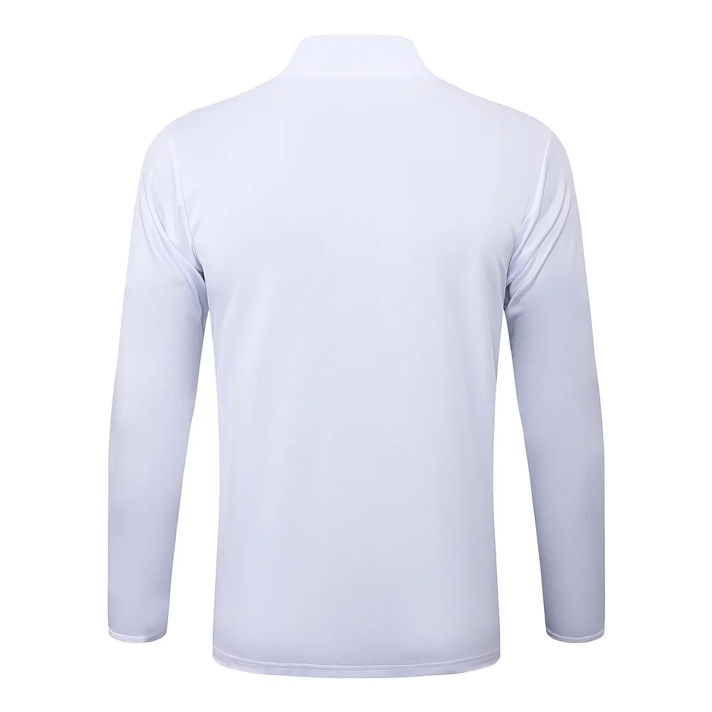 Chándal de entrenamiento con media cremallera Retro blanco de Real Madrid 2025-2026 Camiseta de fútbol Calidad Thai Set 02