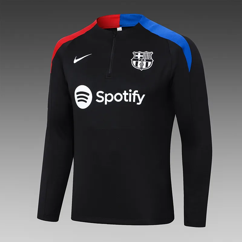 Conjunto de Entrenamiento de Media Cremallera Negro del Barcelona 2024/2025