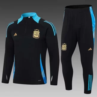 2024 Conjunto de Entrenamiento Semisubido Argentina Negro Camiseta de Fútbol AAA calidad fan