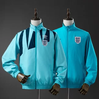 2026 Chaqueta Cortavientos Reversible de Inglaterra -Camiseta Azul Claro AAA calidad fan
