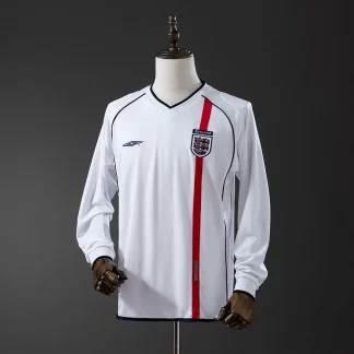 Camiseta Retro Inglaterra Local Manga Larga 2002 AAA calidad aficionado