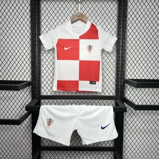 Camiseta Local de la Selección de Croacia 2024-2025 Calidad Tailandesa Talla Infantil