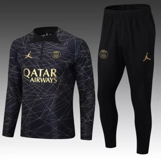 Conjunto de Entrenamiento Semipull PSG Paris Saint-Germain 2022/2023 Negro-Dorado