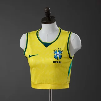 Camiseta de local de Brasil 2026 tipo crop top para mujer
