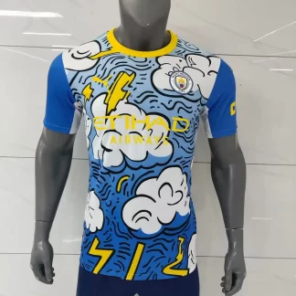 2025/2026 Versión Jugador Manchester City Versión Concepto Azul y Blanco Camiseta de Fútbol Calidad Tailandesa