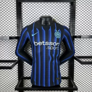 2025/2026 Manga Larga Inter Milan Local Versión Jugador Camiseta Fútbol Calidad Thai