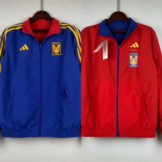 2023/2024 Chaqueta Cortavientos Reversible Tigres (Azul-Rojo) Camiseta de Fútbol Calidad Tailandesa