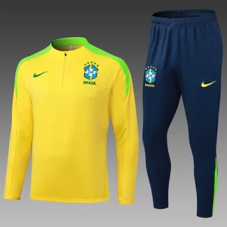 2025 Conjunto de Entrenamiento Semipull Amarillo Brasil Camiseta de Fútbol AAA calidad aficionado