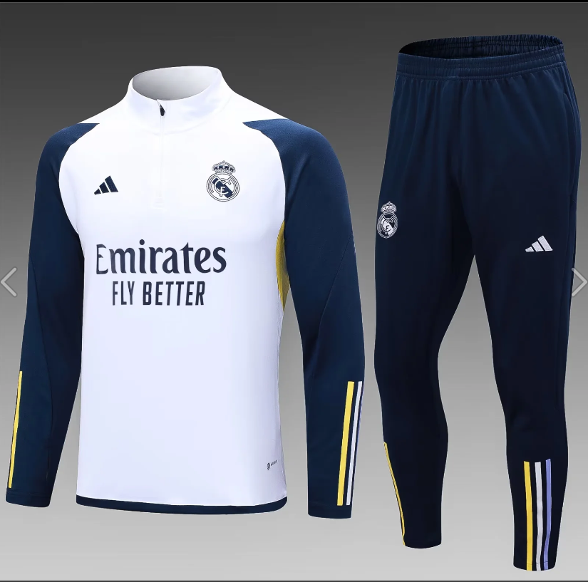Chándal de Entrenamiento Semi-ajustado Blanco de Real Madrid 2023/2024 Camiseta de Fútbol Calidad Tailandesa