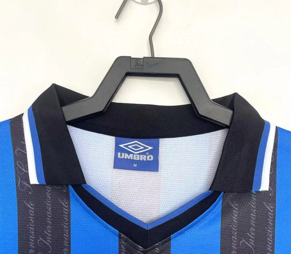 1997/1998 Retro Camiseta Local Internazionale Milan Manga Larga Calidad Tailandesa