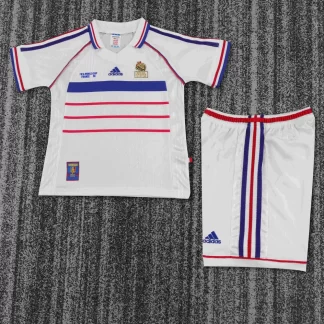 Camiseta de Fútbol Visitante Retro Francia 1998 Calidad Tailandesa 1:1 Talla Infantil