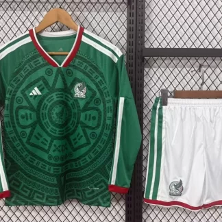 Camiseta de Fútbol México Local 2026 Manga Larga Calidad Tailandesa Talla Infantil
