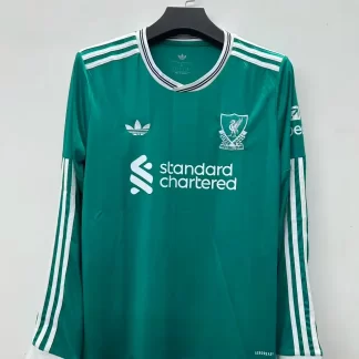 Camiseta de fútbol Tercera Equipación Visitante Manga Larga Liverpool 2025/2026 Calidad Thai