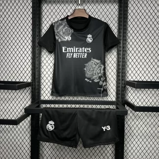 Camiseta de Fútbol Real Madrid Y-3 Edición Especial Negra 2024/2025 Calidad Tailandesa Talla Infantil