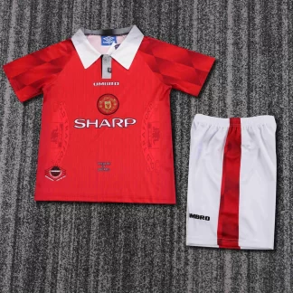 Camiseta de Fútbol Retro Local Manchester United 1996-1997 Calidad Tailandesa Talla Infantil