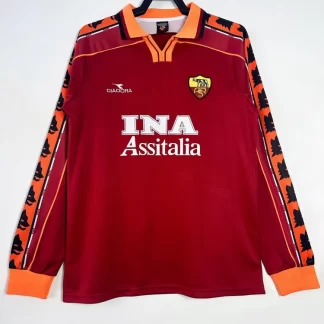 1998-1999 Retro Manga Larga Roma Equipación Local Camiseta de Fútbol Calidad Tailandesa