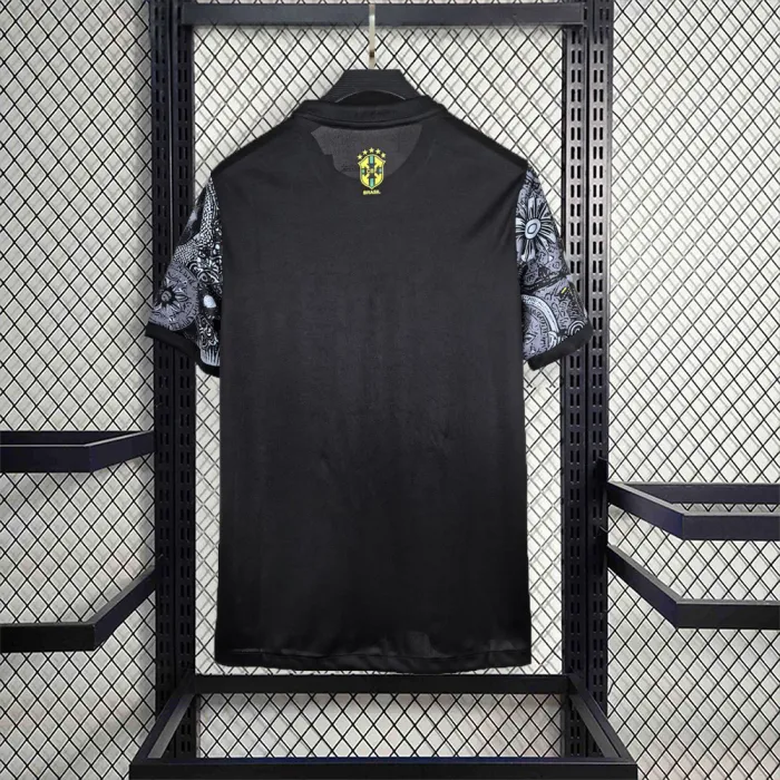 2024 Brazil Special Edition Jesus Black Gray Soccer Jersey