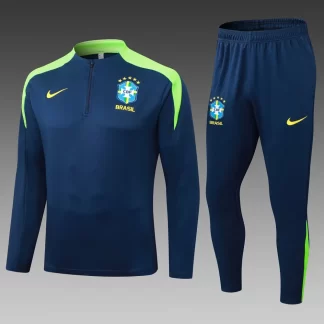 2025 Conjunto de Entrenamiento Semipull Azul Real Brasil Camiseta de Fútbol AAA calidad aficionado