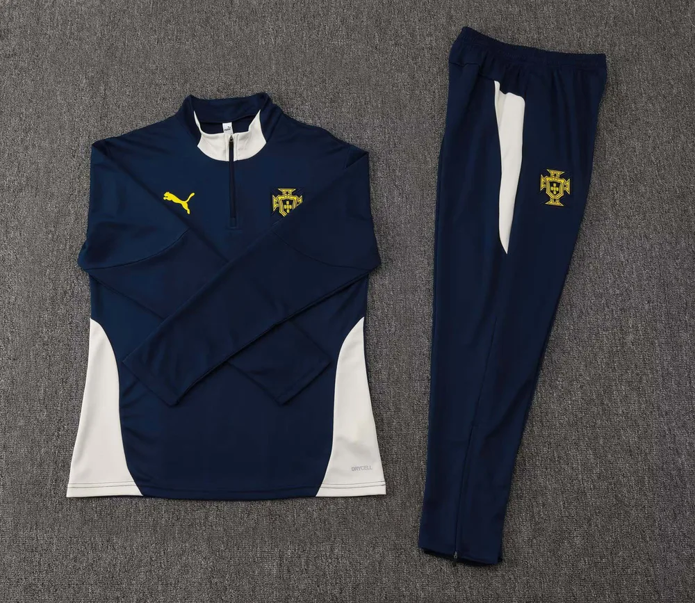 2025 Portugal Chándal de Entrenamiento Semipull Azul Real AAA Grado Fan