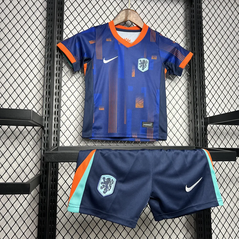 Camiseta de Fútbol Países Bajos Visitante 2024 Calidad Tailandesa Talla Infantil