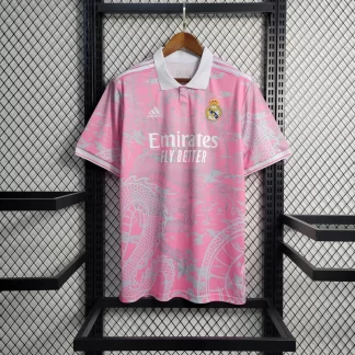 2023/2024 Real Madrid Camiseta de Fútbol Dragón Chino Rosa Calidad Tailandesa