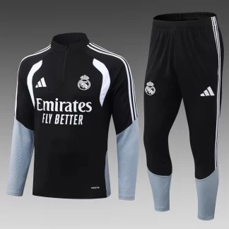 2026/2027 Real Madrid Chándal de Entrenamiento Media Cremallera Negro Gris Camiseta de Fútbol 1:1 Calidad Tailandesa