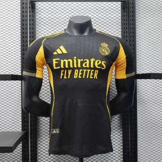 Camiseta de Fútbol Real Madrid 2025/2026 Versión Jugador Edición Especial Negro y Dorado Calidad Tailandesa