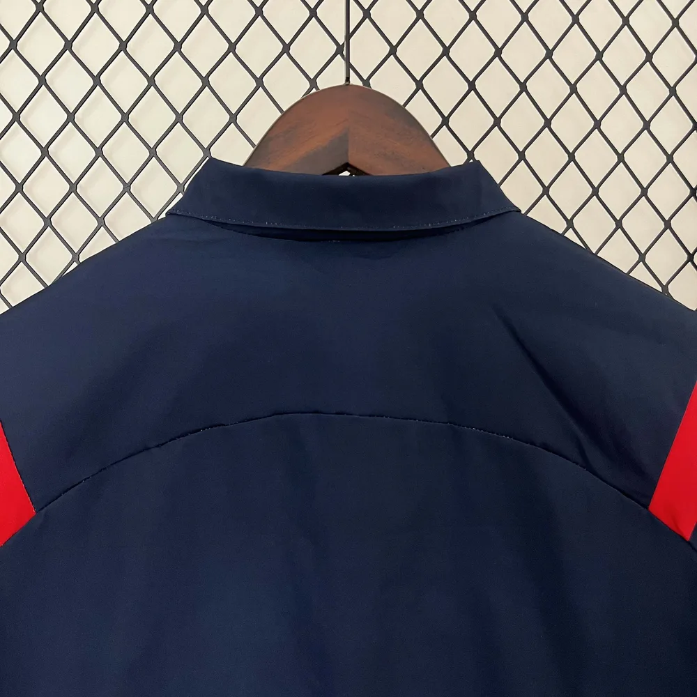 2024 España Cortavientos Azul Marino Camiseta de Fútbol AAA Grado Aficionado