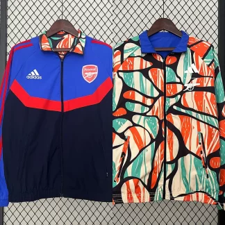 Chaqueta Cortavientos Reversible Arsenal Azul 2024-2025 Calidad Thai