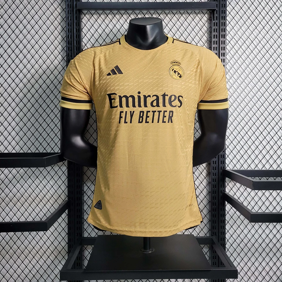 Camiseta de Fútbol Edición Especial Dorada del Real Madrid Versión Jugador 2023/2024 Calidad Tailandesa