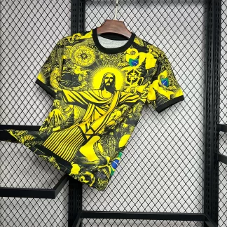 2024 Brazil Special Edition Jesus Yellow Gray Soccer Jersey