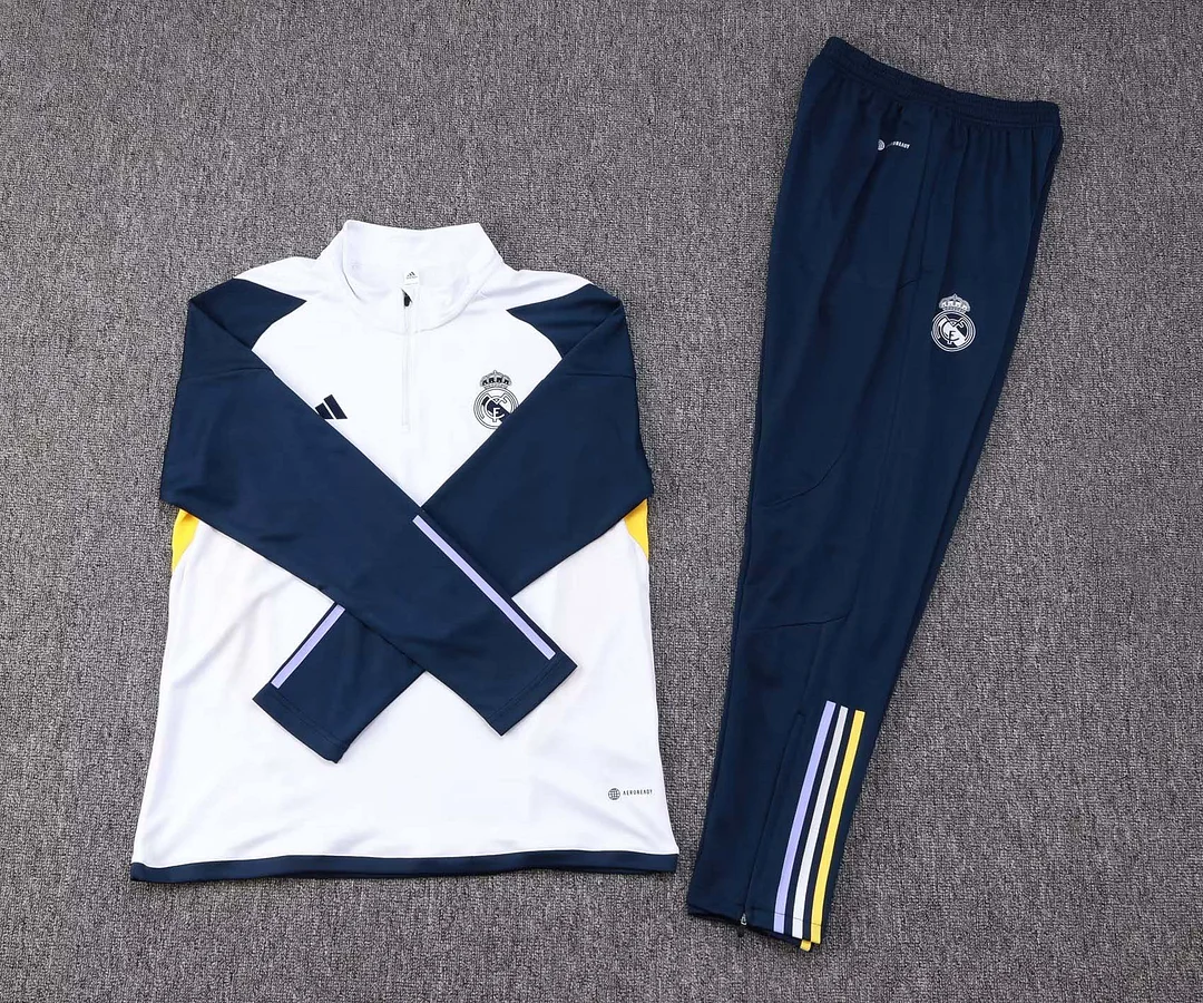 Chándal de Entrenamiento Semi-ajustado Blanco de Real Madrid 2023/2024 Camiseta de Fútbol Calidad Tailandesa