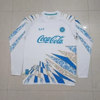 Camiseta de fútbol Prepartido Entrenamiento Manga Larga Nápoles 2025/2026 Calidad Thai