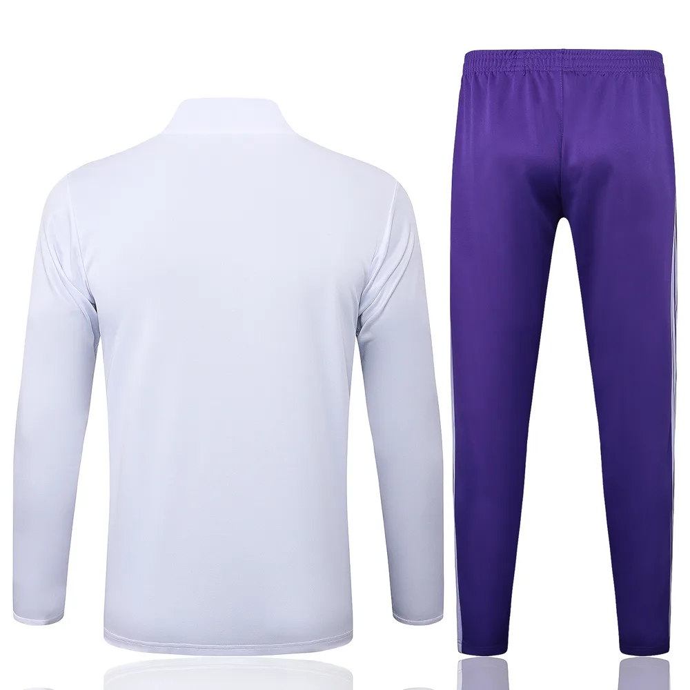 Chándal de entrenamiento con media cremallera Retro blanco de Real Madrid 2025-2026 Camiseta de fútbol Calidad Thai Set 02