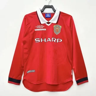 1999/2000 Retro Manga Larga Manchester United Equipación Local Camiseta de Fútbol Calidad Tailandesa